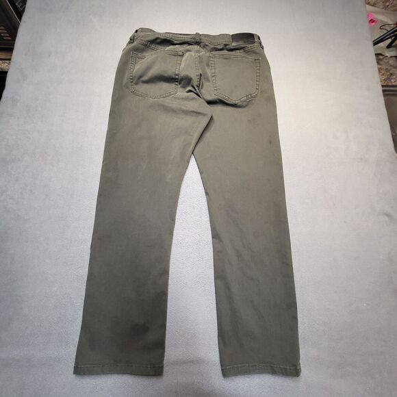 Liverpool Los Angeles Jeans Mens 34x29 Green Relaxed Fit Straight Leg Distressed - Picture 9 of 11